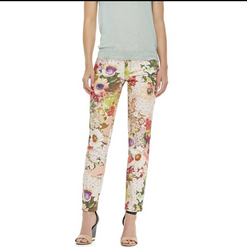 Tory Burch Floral Super Skinny Ankle Jeans Size 29